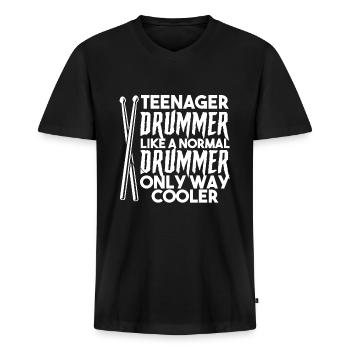 Teenager-Schlagzeuger Teenager-Trommel-Geschenk - Männer Premium Bio T-Shirt mit V-Ausschnitt - Schwarz - Vorne - Nico (187cm)