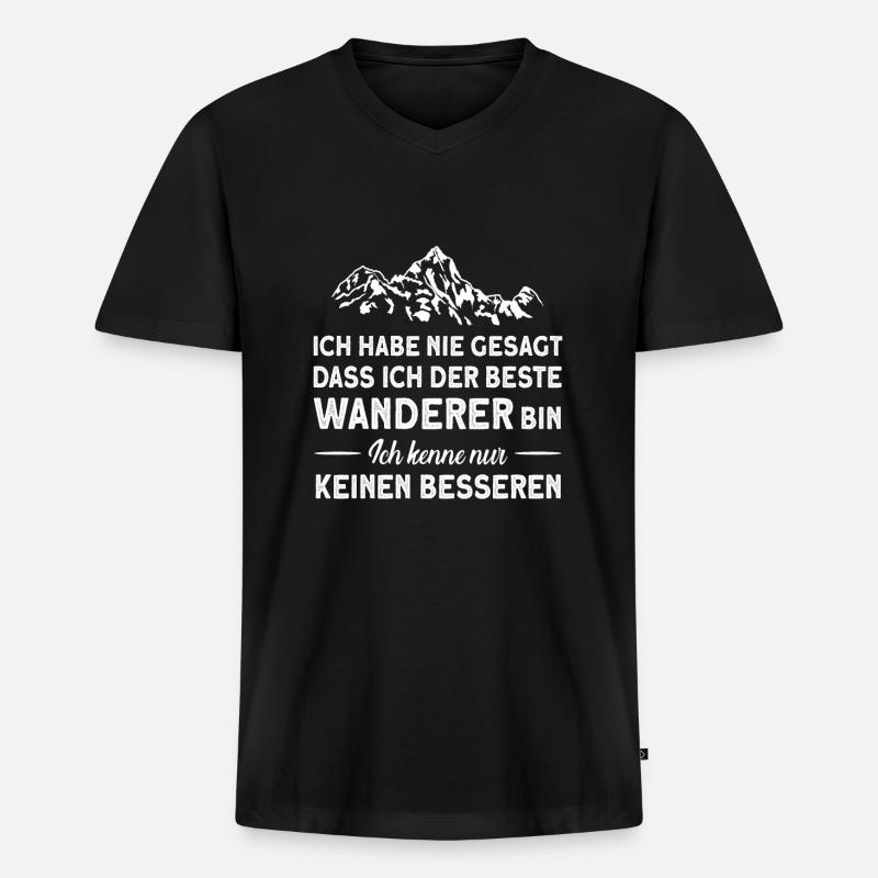 Wandern Wander Wanderer Geschenk - Männer Premium Bio T-Shirt mit V-Ausschnitt - Schwarz