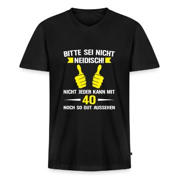40. Geburtstag Mann 40 Jahre Frau Geschenk - Männer Premium Bio T-Shirt mit V-Ausschnitt - Schwarz - Vorne - Nico (187cm)