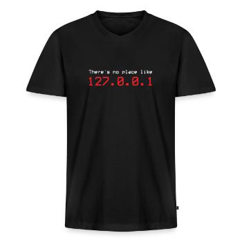 127. 0. 0. 1 Localhost IP-Adresse Heimat - Männer Premium Bio T-Shirt mit V-Ausschnitt - Schwarz - Vorne - Nico (187cm)