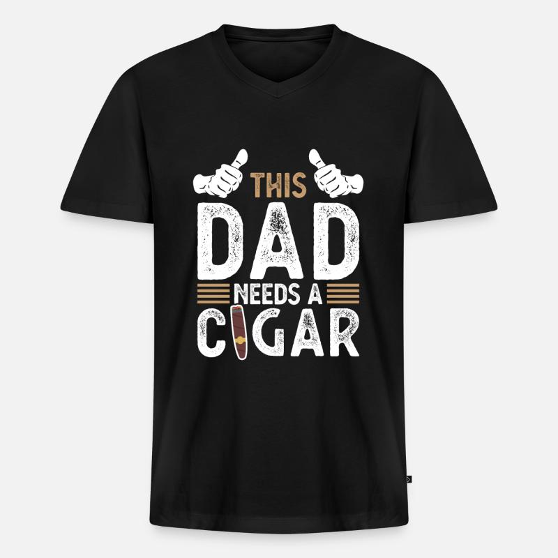 Zigarre Papa Zigarren Geschenk - Männer Premium Bio T-Shirt mit V-Ausschnitt - Schwarz