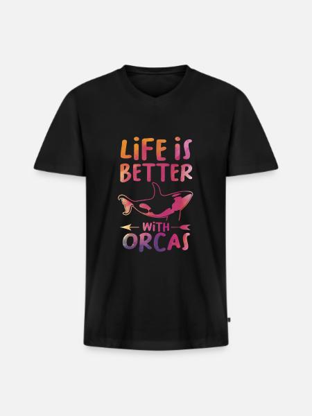 Orca Orca Gift - Men's Premium Organic T-shirt with V-neck - black