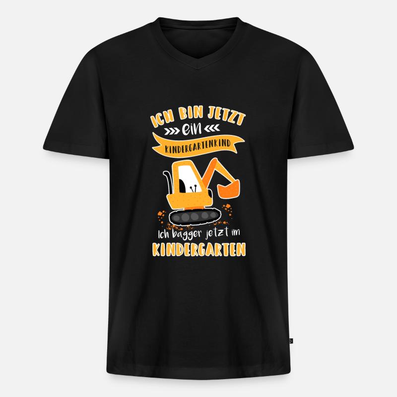 Kindergartenanfänger Kindergartenkind Bagger - Männer Premium Bio T-Shirt mit V-Ausschnitt - Schwarz