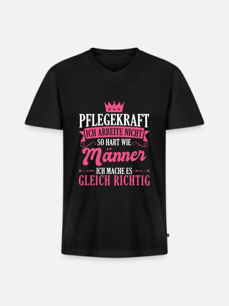 Pflegekraft Pflegepersonal Pflegekräfte Geschenk - Männer Premium Bio T-Shirt mit V-Ausschnitt - Schwarz