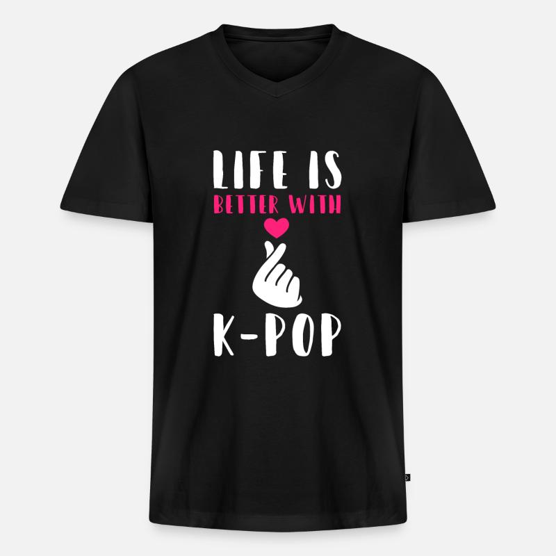 K-Pop K-Pop Geschenk - Männer Premium Bio T-Shirt mit V-Ausschnitt - Schwarz