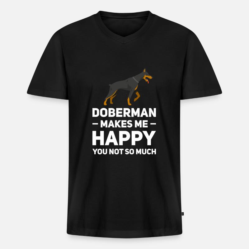 Dobermann Dobermann Geschenk - Männer Premium Bio T-Shirt mit V-Ausschnitt - Schwarz