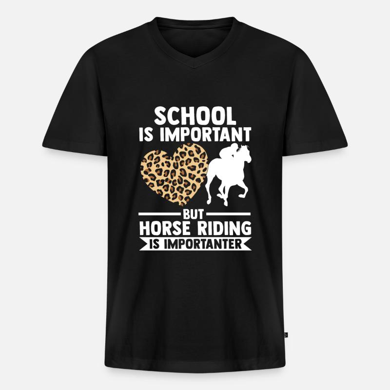 Reitpferde Geschenk - Männer Premium Bio T-Shirt mit V-Ausschnitt - Schwarz