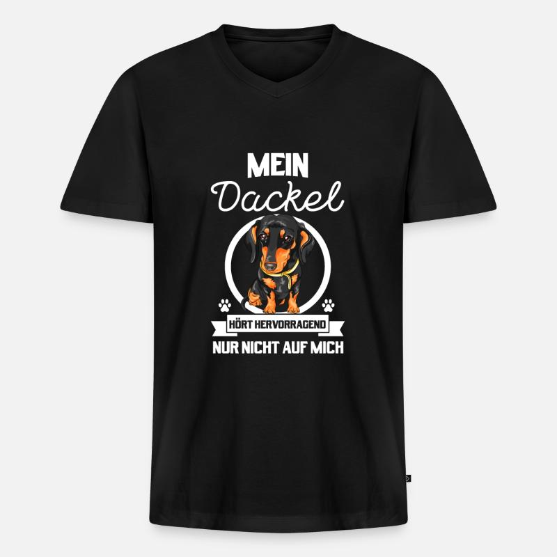 Dackel Dackel Geschenk - Männer Premium Bio T-Shirt mit V-Ausschnitt - Schwarz