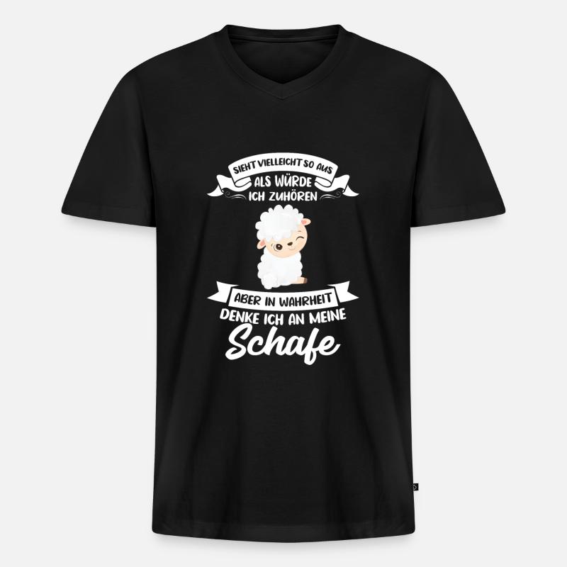Schafe Schaf Schäfer Geschenk - Männer Premium Bio T-Shirt mit V-Ausschnitt - Schwarz
