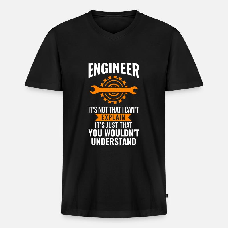 Engineer Engineers Engine Gift - Men's Premium Organic T-shirt with V-neck - black