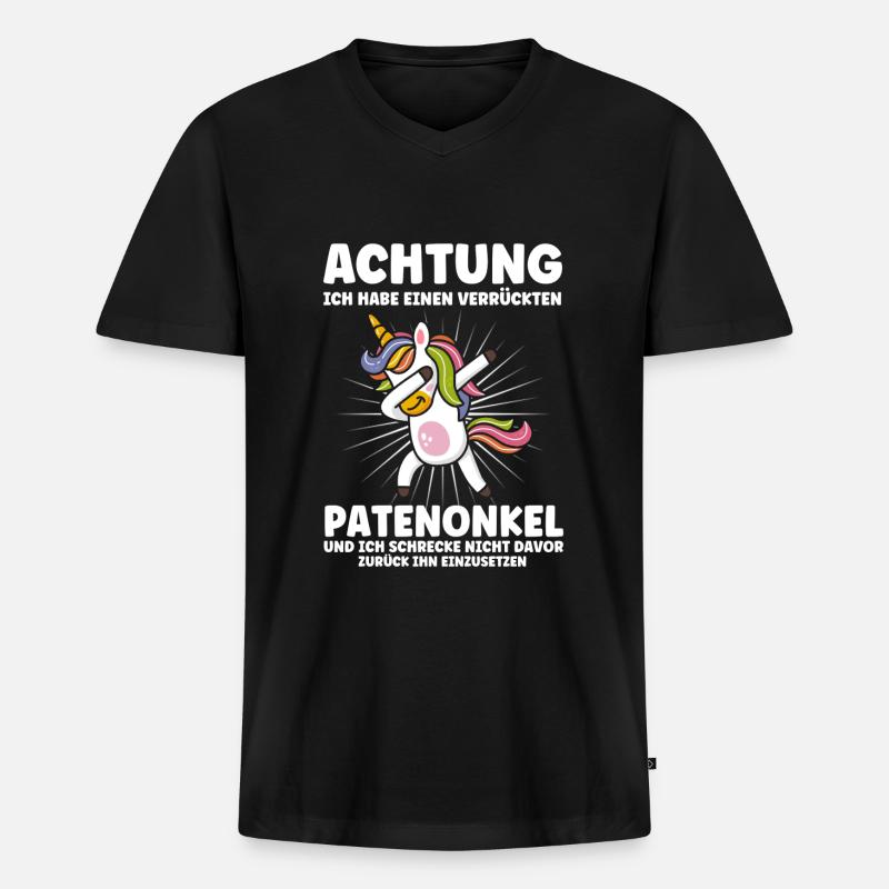 Patenkind Patenonkel Taufpate Geschenk - Männer Premium Bio T-Shirt mit V-Ausschnitt - Schwarz