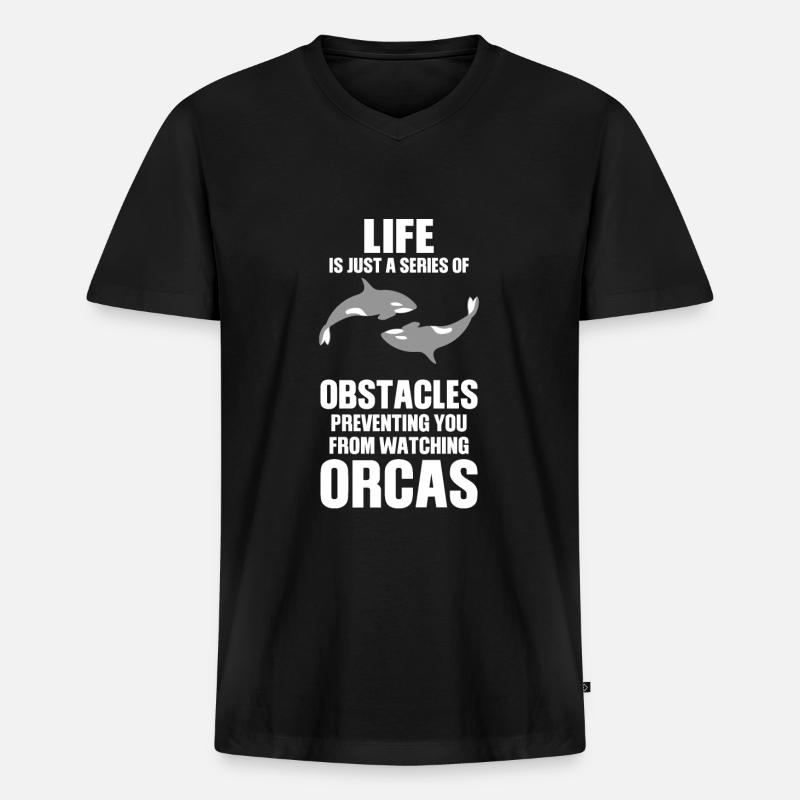 Orca Orca Tiergeschenk - Männer Premium Bio T-Shirt mit V-Ausschnitt - Schwarz