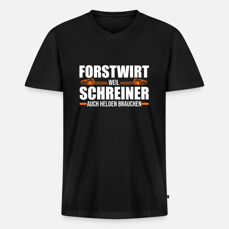 Forstwirt Baumpfleger Holzfäller Geschenk - Männer Premium Bio T-Shirt mit V-Ausschnitt - Schwarz