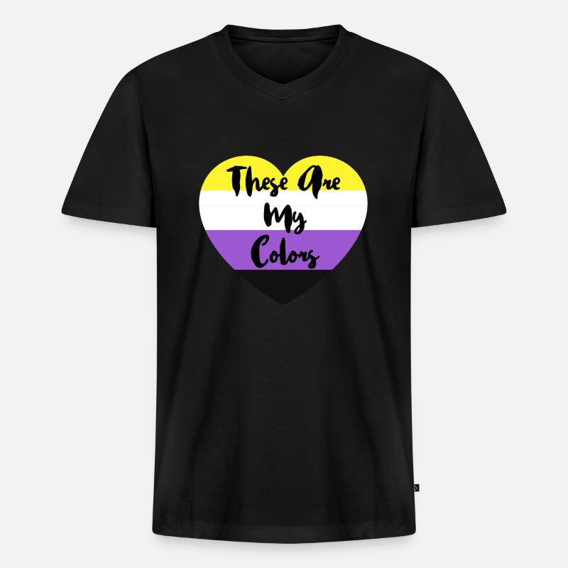 Non-binary non-binary flag LGBTQ gift - Men's Premium Organic T-shirt with V-neck - black