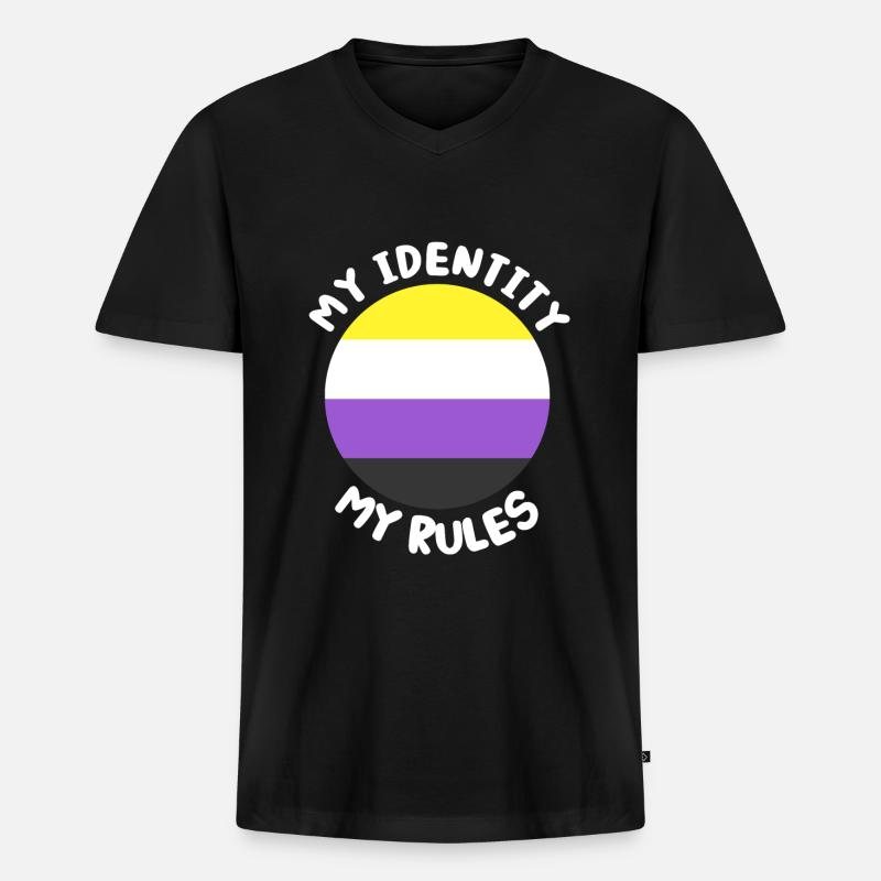 Non-binary non-binary flag LGBTQ gift - Men's Premium Organic T-shirt with V-neck - black