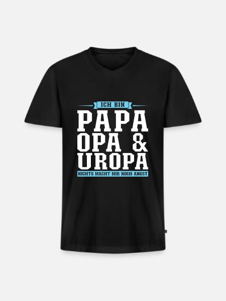 Papa Opa Uropa Geschenk - Männer Premium Bio T-Shirt mit V-Ausschnitt - Schwarz