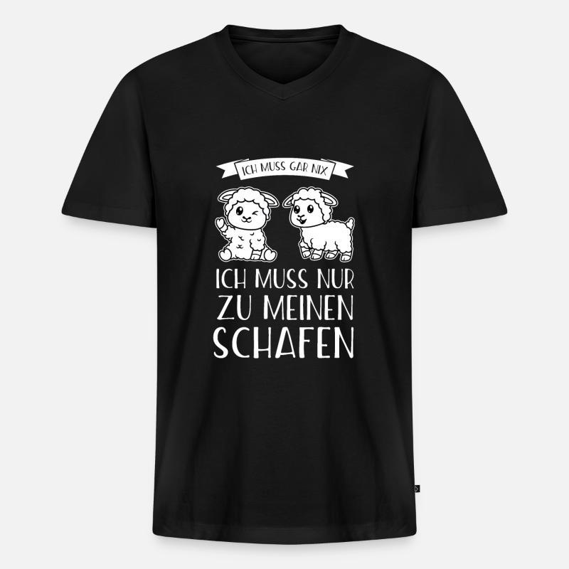 Schafe Schäfer Schaf Geschenk - Männer Premium Bio T-Shirt mit V-Ausschnitt - Schwarz