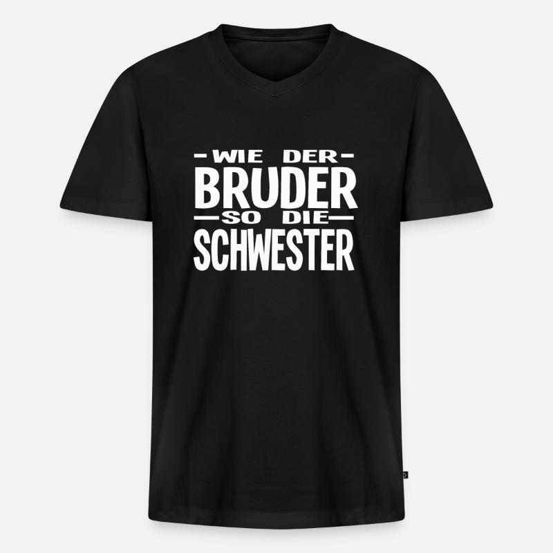 Bruder Schwester Brüder Geschenk - Männer Premium Bio T-Shirt mit V-Ausschnitt - Schwarz
