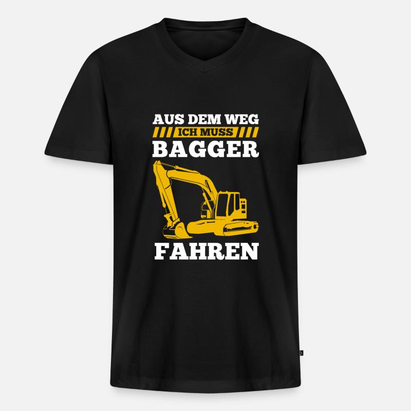 Bagger Bauplatz Baggerführer Geschenk - Männer Premium Bio T-Shirt mit V-Ausschnitt - Schwarz
