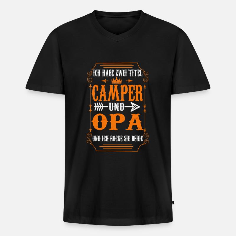 Camping Opa Campen Geschenk - Männer Premium Bio T-Shirt mit V-Ausschnitt - Schwarz