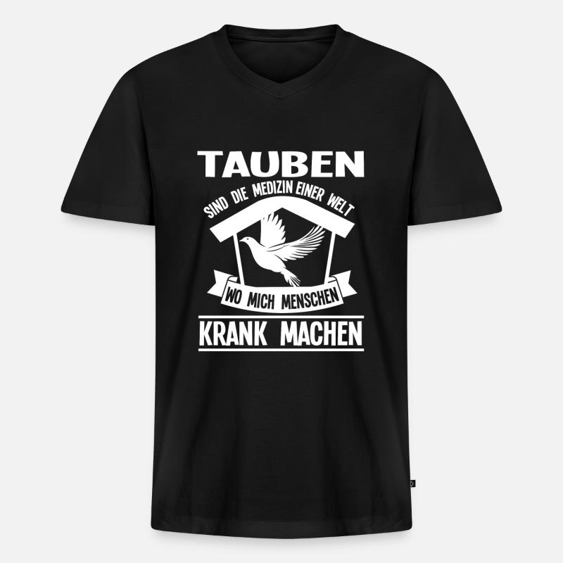 Tauben Vogel Taube Geschenk - Männer Premium Bio T-Shirt mit V-Ausschnitt - Schwarz