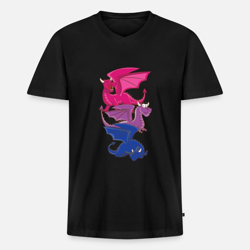 Bisexueller Drache Bisexuell - Männer Premium Bio T-Shirt mit V-Ausschnitt - Schwarz