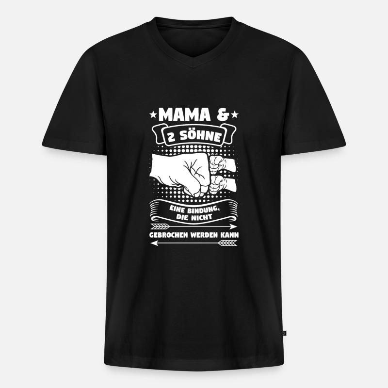 Mama 2 Söhne Mutter Geschenk - Männer Premium Bio T-Shirt mit V-Ausschnitt - Schwarz