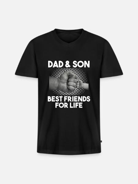 Dad & Son Papa Son Gift - Men's Premium Organic T-shirt with V-neck - black