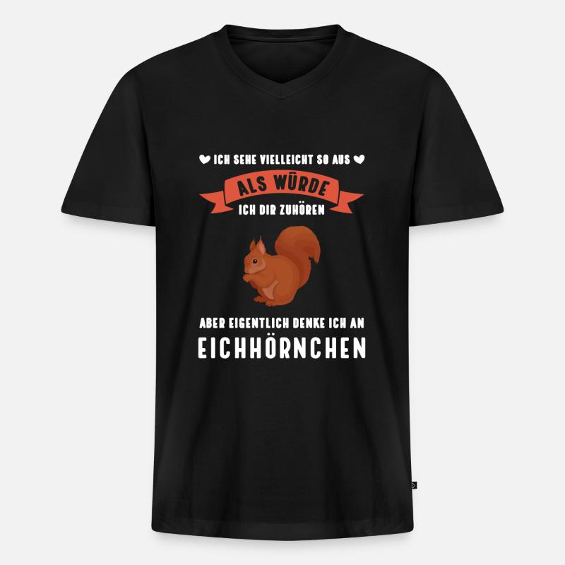 Eichhörnchen Tier Haselnüsse Geschenk - Männer Premium Bio T-Shirt mit V-Ausschnitt - Schwarz