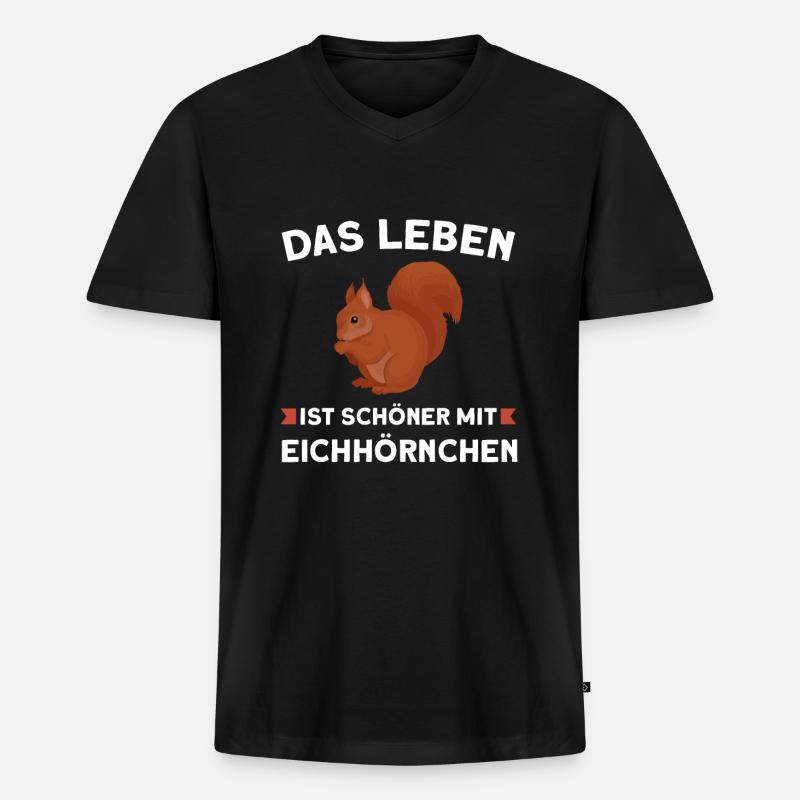 Eichhörnchen Tier Tiere Geschenk - Männer Premium Bio T-Shirt mit V-Ausschnitt - Schwarz