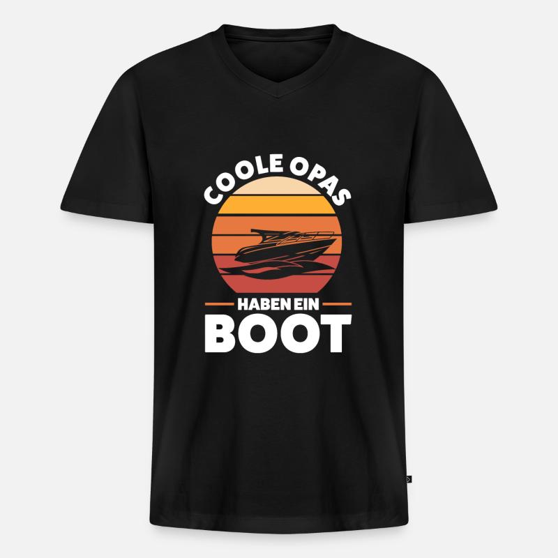 Boot Opa Segelboot Geschenk - Männer Premium Bio T-Shirt mit V-Ausschnitt - Schwarz