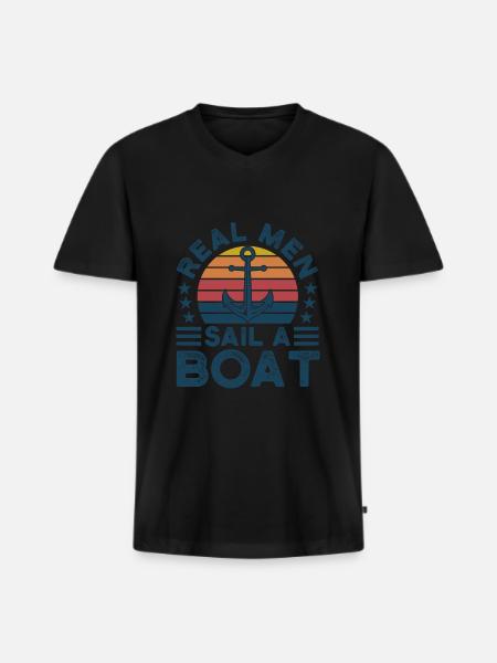 Captain Captains Boating Gift - Men's Premium Organic T-shirt with V-neck - black