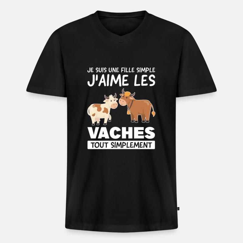 Kuhmädchen Kuhmädchen Geschenk - Männer Premium Bio T-Shirt mit V-Ausschnitt - Schwarz