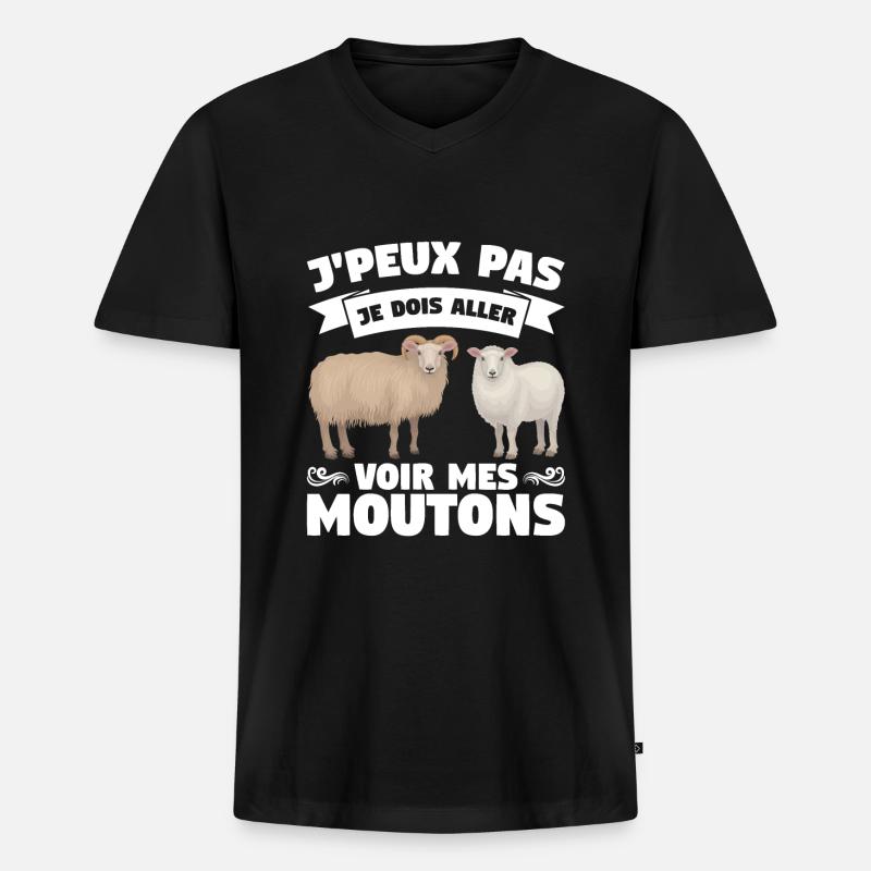 Schaf Schaf Tier Geschenk - Männer Premium Bio T-Shirt mit V-Ausschnitt - Schwarz