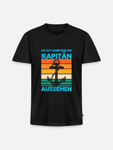 Kapitän Boot Bootfahrer Geschenk - Männer Premium Bio T-Shirt mit V-Ausschnitt - Schwarz