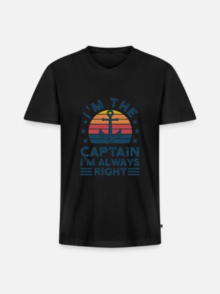 Captain Captains Boating Gift - Men's Premium Organic T-shirt with V-neck - black