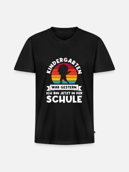 Schulkind Dabbing Schulbeginn Geschenk - Männer Premium Bio T-Shirt mit V-Ausschnitt - Schwarz