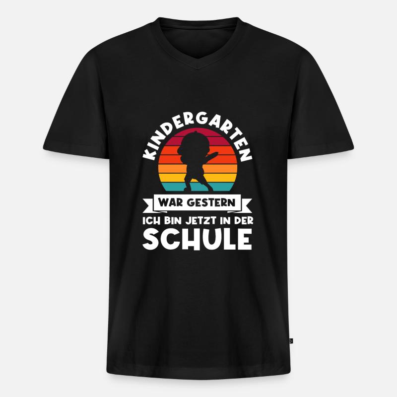 Schulkind Dabbing Schulbeginn Geschenk - Männer Premium Bio T-Shirt mit V-Ausschnitt - Schwarz