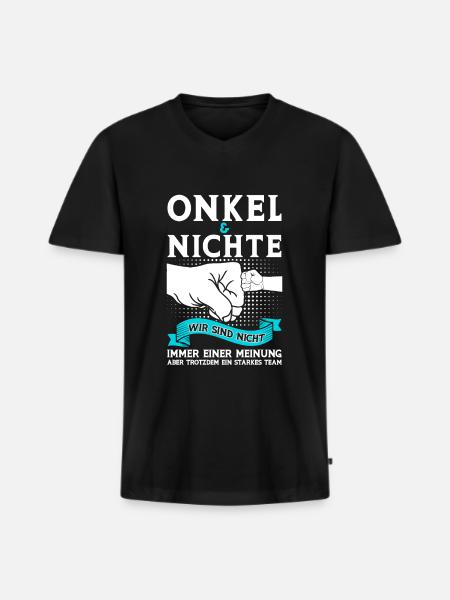 Onkel Nichte Nichten Geschenk - Männer Premium Bio T-Shirt mit V-Ausschnitt - Schwarz