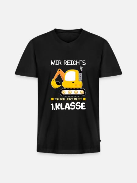 1.Klasse Bagger Schulanfänger Geschenk - Männer Premium Bio T-Shirt mit V-Ausschnitt - Schwarz