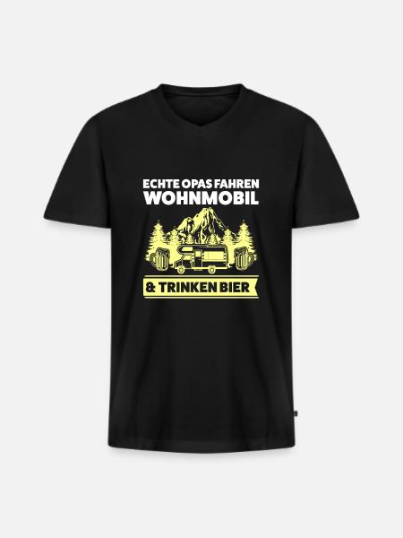 Camper Opa Camping Geschenk - Männer Premium Bio T-Shirt mit V-Ausschnitt - Schwarz