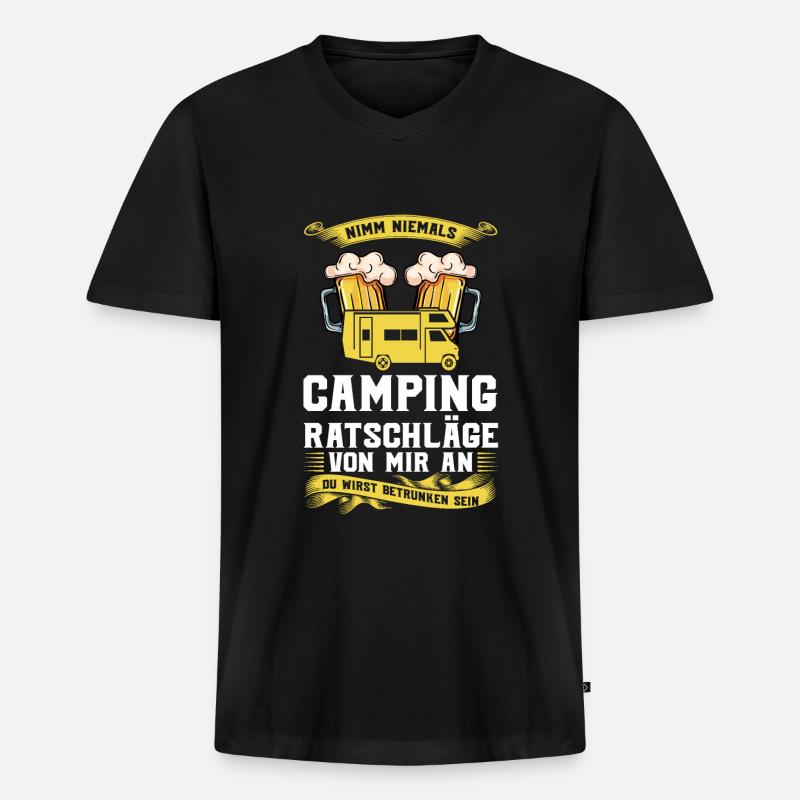 Campen camper Wanderung Geschenk - Männer Premium Bio T-Shirt mit V-Ausschnitt - Schwarz