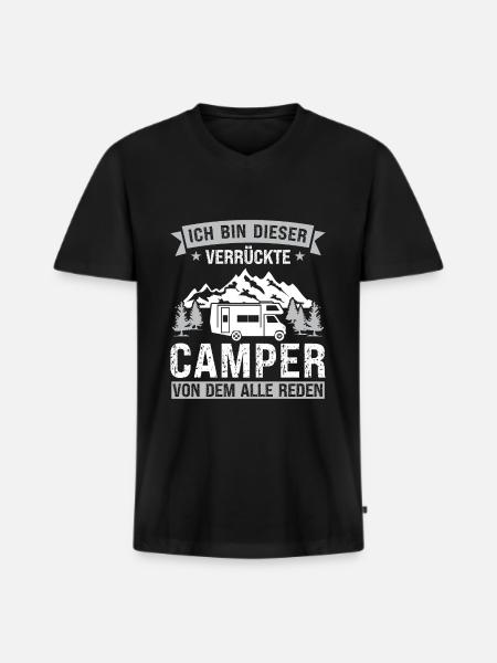 Campen camper Wanderung Geschenk - Männer Premium Bio T-Shirt mit V-Ausschnitt - Schwarz