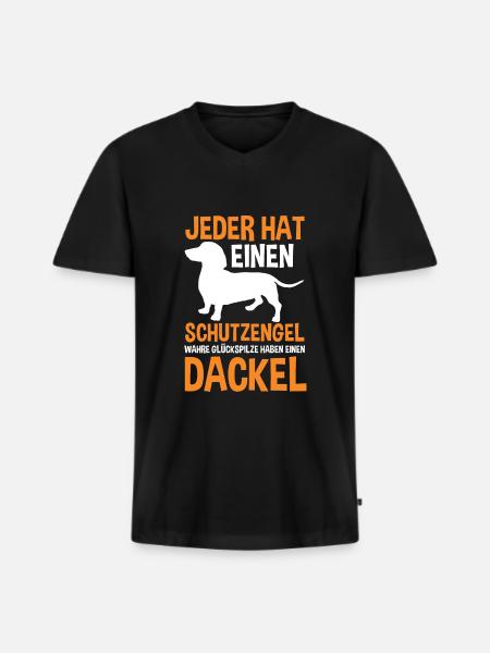 Dackel Hund Dackelliebhaber Geschenk - Männer Premium Bio T-Shirt mit V-Ausschnitt - Schwarz
