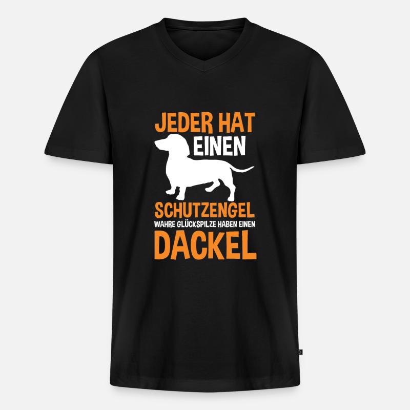 Dackel Hund Dackelliebhaber Geschenk - Männer Premium Bio T-Shirt mit V-Ausschnitt - Schwarz