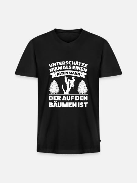 Baumkletterer Arborist Baumklettern Geschenk - Männer Premium Bio T-Shirt mit V-Ausschnitt - Schwarz