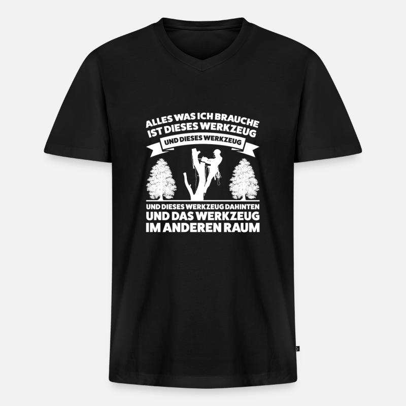 Baumkletterer Arborist Baumpfleger Geschenk - Männer Premium Bio T-Shirt mit V-Ausschnitt - Schwarz