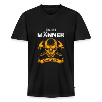 Dachdecker Beruf Dachdeckerei Geschenk - Männer Premium Bio T-Shirt mit V-Ausschnitt - Schwarz - Vorne - Nico (187cm)