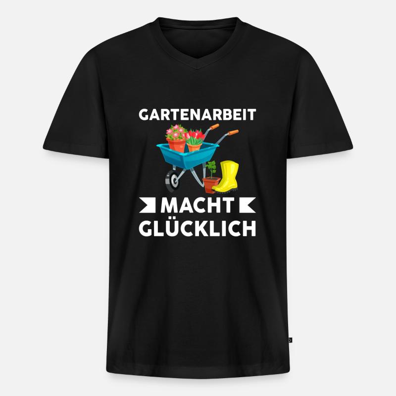 Gartenarbeit Garten Gartenbau Geschenk - Männer Premium Bio T-Shirt mit V-Ausschnitt - Schwarz
