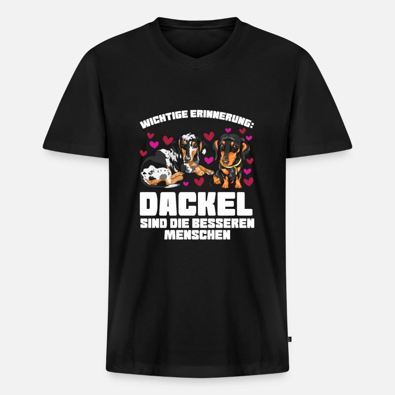 Dackel Hund Hundebesitzer Geschenk - Männer Premium Bio T-Shirt mit V-Ausschnitt - Schwarz